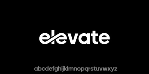 word of elevate . modern minimalist clean alphabet font whit geometric shape. lowercase bold typography vector illustration design © Luis