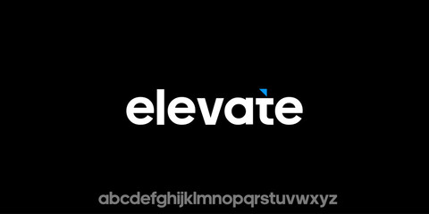 word of elevate . modern minimalist clean alphabet font whit geometric shape. lowercase bold typography vector illustration design