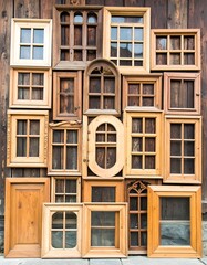 Fototapeta premium Wooden Windows Displayed Outdoors (1)