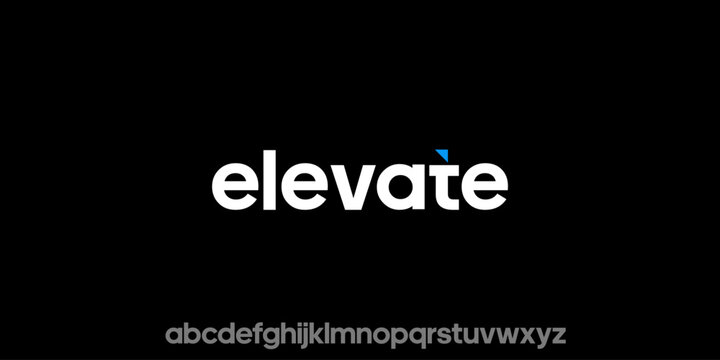 word of elevate . modern minimalist clean alphabet font whit geometric shape. lowercase bold typography vector illustration design