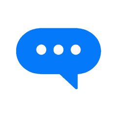 Vector art of blue chat bubble icon with three dots