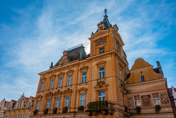 Obraz premium Colourful houses at Peace square in Domazlice, Czech republic
