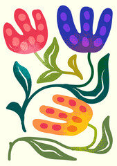 Colourful Wild Abstract Garden Flower Set