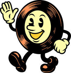 Retro Vinyl Record Character