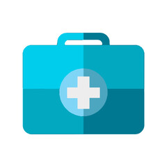 Obraz premium Vector art of blue first aid kit with medical cross