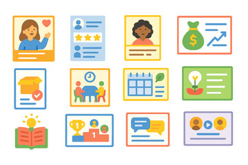 Business and finance icon set. linear collection for investment and banking