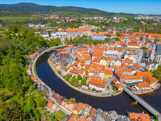 Panorama view of Cesky Krumlov in Czech republic