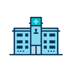 Vector art of modern hospital building with a cross symbol
