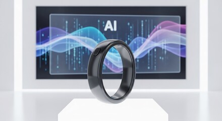 Smart Ring and AI Display Representing Advanced Wearable Technology and Artificial Intelligence.