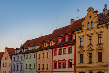 Obraz premium Colourful houses in the center of Loket, Czech republic