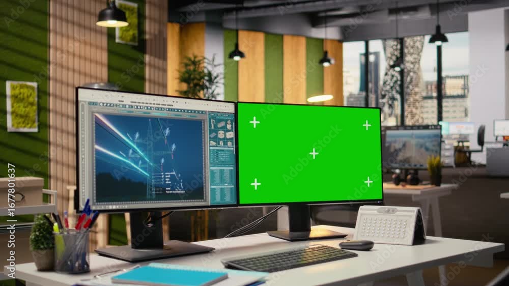 Aufkleber digital power lines analytics dashboard on green screen pc showing metrics used to optimize grid. ch