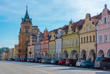 Fototapeta premium Colourful houses at Peace square in Domazlice, Czech republic