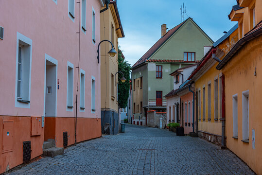 Narrow street in the old town of Tabor, Czech republic