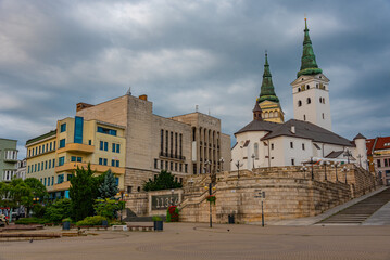 Obraz premium Sunrise view of Andrej Hlinka square in Zilina, Slovakia