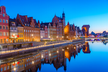 Fototapeta premium Waterfront of Gdansk during sunset, Poland