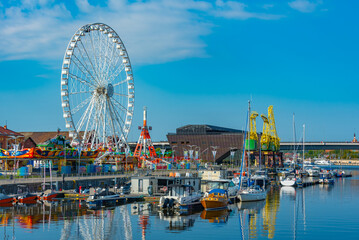 Panorama view of amusement park in Szczecin, Poland © dudlajzov