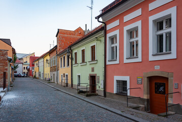 Obraz premium Colourufl houses in the center of Litomysl, Czech republic