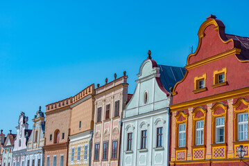 Fototapeta premium Colourful houses at historical square in Telc, Czech republic