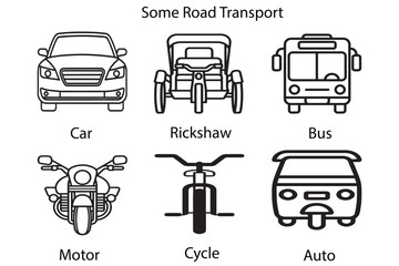 Create a clean and modern vector icon of road transport, front-facing and easily recognizable, with smooth lines, minimalistic details, and a flat design style.