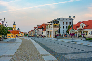 Sunrise view of town hall at Rynek Kosciuszki square in Bialysto