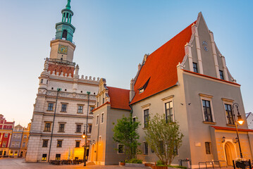 Sunrise view of Weighing house and the town hall in Poznan, Pola