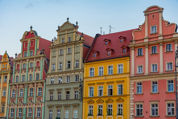 Colourful houses at Rynek, the picturesque square in central Wro