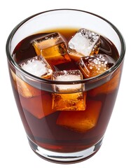 Iced brown drink in glass