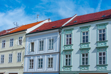 Obraz premium colourful street in Czech town Jindrichuv Hradec