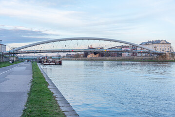 Fototapeta premium Father Bernatek???s Bridge in Polish town Krakow