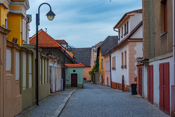 Narrow street in the old town of Tabor, Czech republic