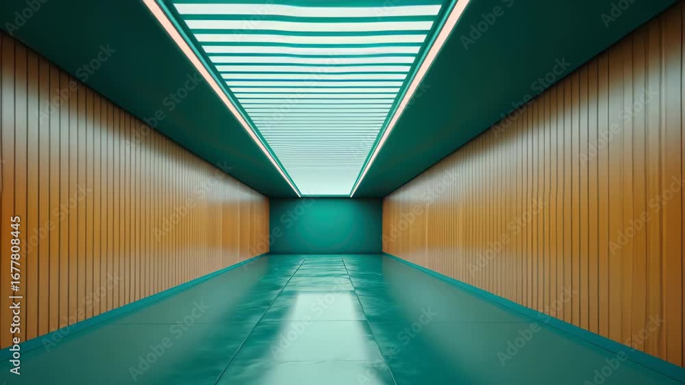 Aufkleber geometric corridor with modern illumination: a captivating perspective of an elongated corridor show