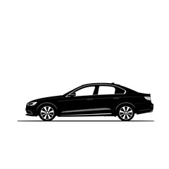 Obraz premium black silhouette icon of a sedan car on white