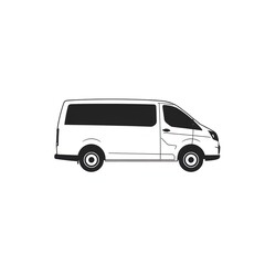 Fototapeta premium black-white silhouette icon of a van on white