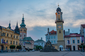 Fototapeta premium Sunrise panorama of the Slovak national uprising square in Bansk