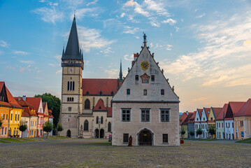 Fototapeta premium Sunset view of the main square in Bardejov, Slovakia