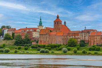 Naklejka premium Panorama view of Grudziadz town in Poland