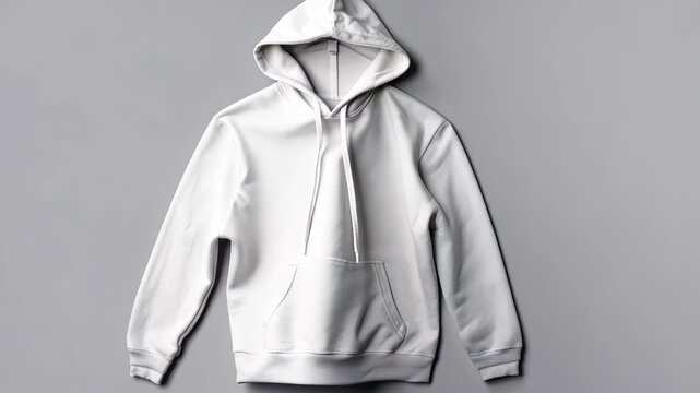 Stylish Hoodie: Clean, front-facing image of a classic, white hoodie, showcasing its design and minimalist appeal. 