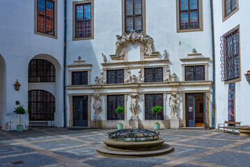 Naklejka premium Courtyard of the Mikulov castle viewed during a summer day, Czec