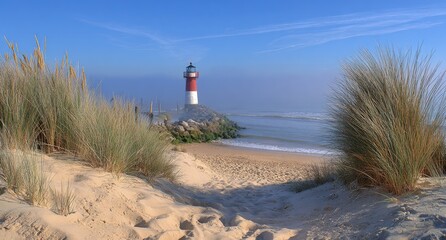 Coastal path leads to lighthouse