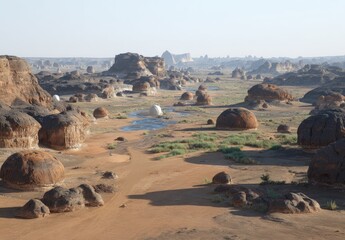 Fototapeta premium Desert landscape with unique rock formations