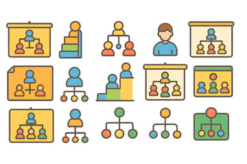 Fototapeta premium Teamwork, collaboration outline icon set. team, network, structure icons collection