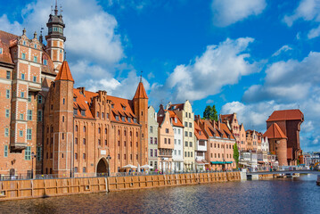 Fototapeta premium Waterfront of Gdansk during sunny day, Poland