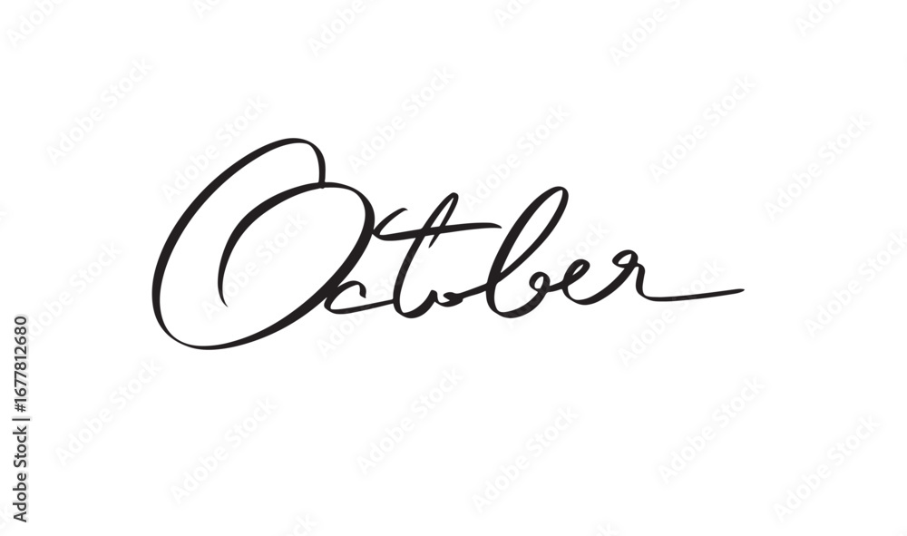 Poster october month text font calligraphy hand written lettering script black colorobject october month au