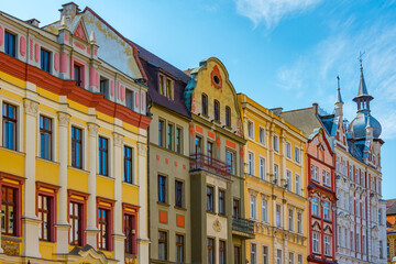 Fototapeta premium Colourful houses at Rynek square in Swidnica, Poland