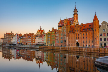 Fototapeta premium Waterfront of Gdansk during sunset, Poland