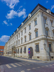 Fototapeta premium Historical houses in the old town of Trnava, Slovakia