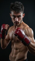 Intense male boxer ready for action
