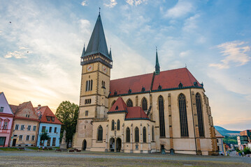 Obraz premium Sunset view of the main square in Bardejov, Slovakia