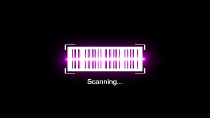 Futuristic Neon Barcode / QR Code Scanning Animation. Glowing neon light animated barcode and QR code scanner effect. Concept for futuristic UI, tech videos, cyberpunk visuals, app interfaces, - Powered by Adobe