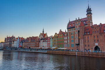 Obraz premium Waterfront of Gdansk during sunset, Poland